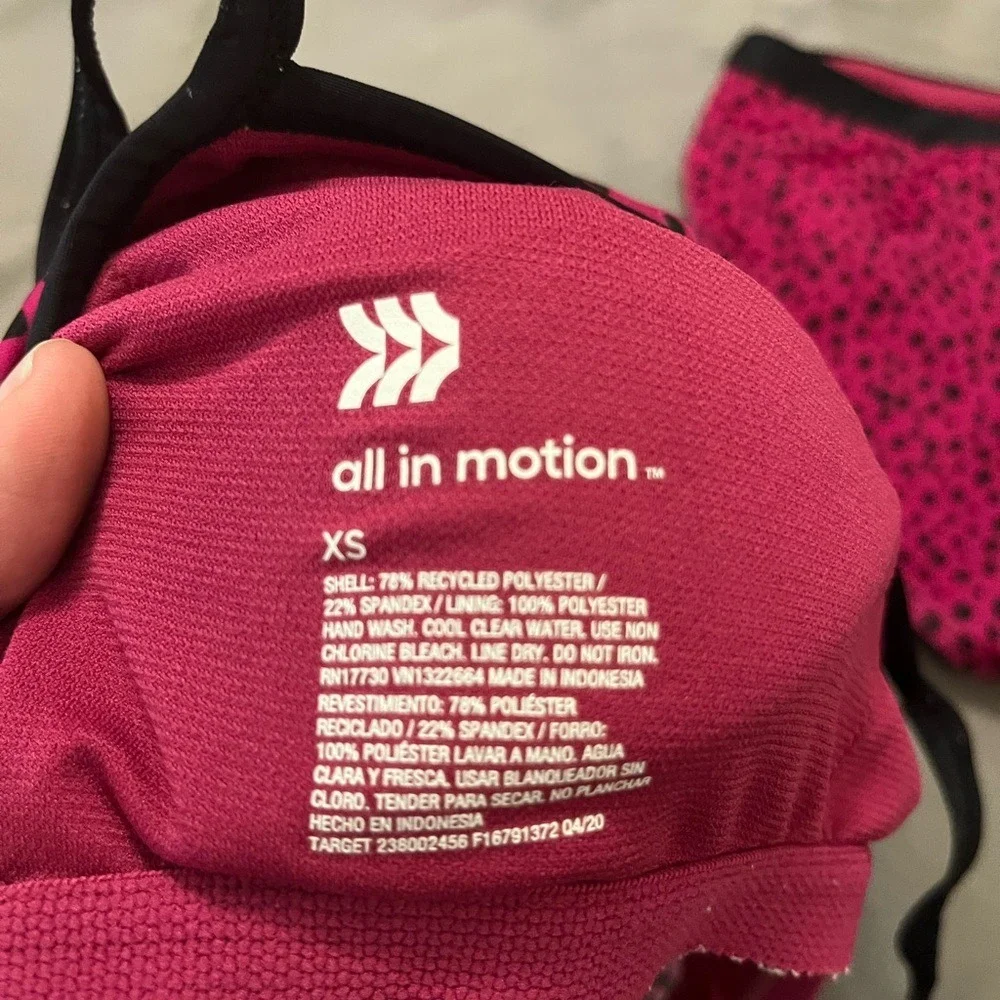 All In Motion Kids Pink Dalmatian Print Two Piece Swimsuit‎ Bikini Set XS